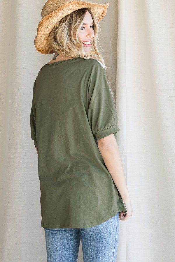 Lace Trim Vneck