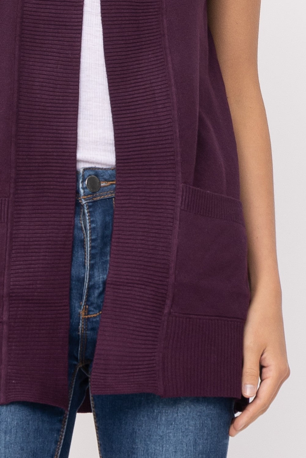 Open Front Sleeveless Cardigan
