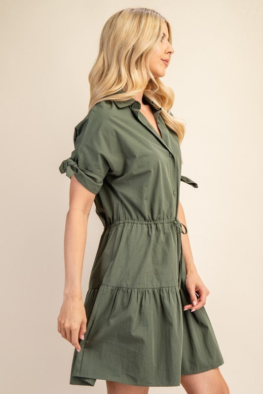 Tiered Mini Shirt Dress