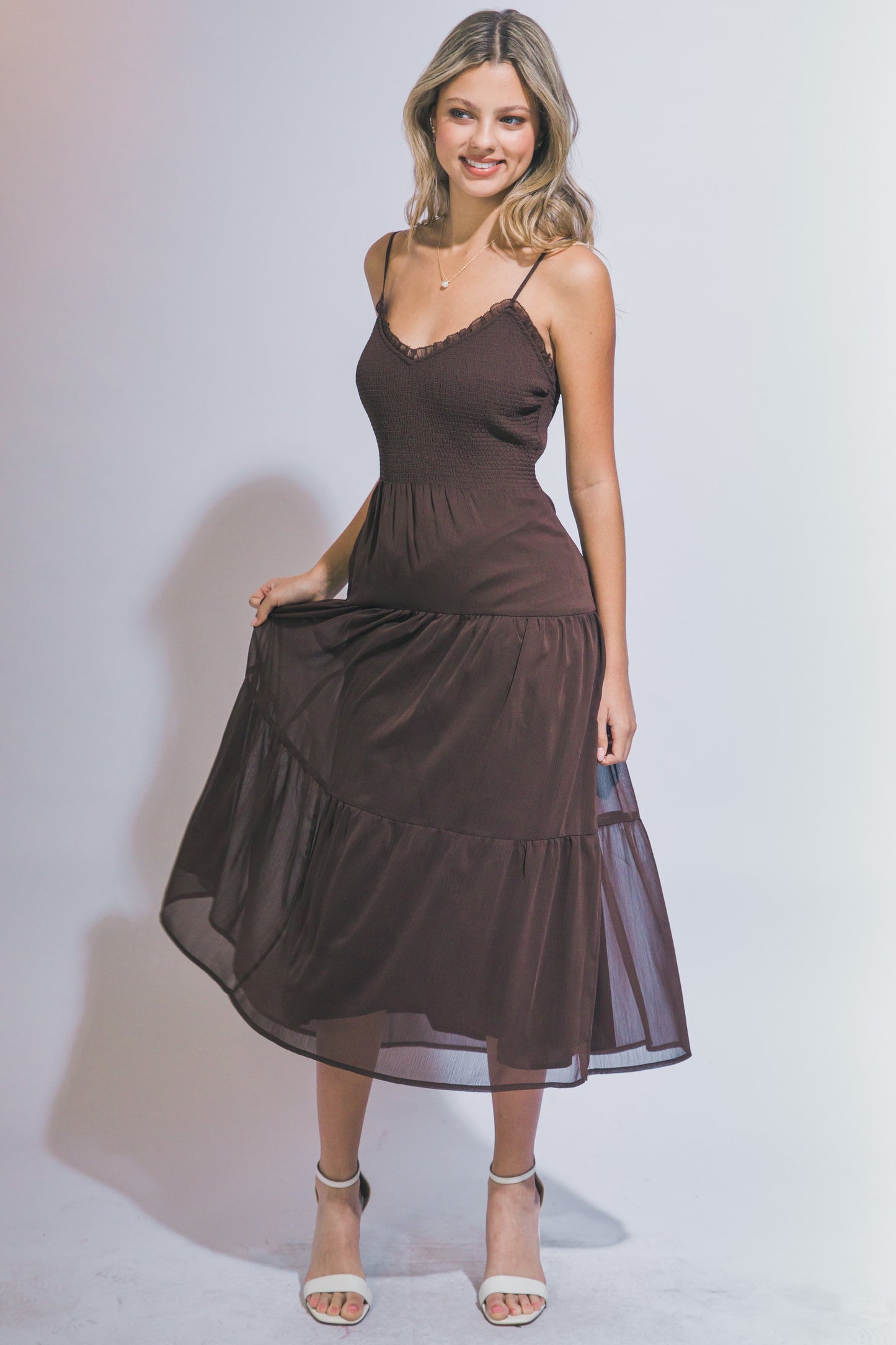 Tiered Chocolate Midi Dress