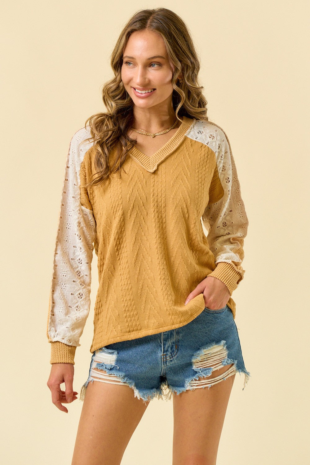 Mustard Lace Sleeve