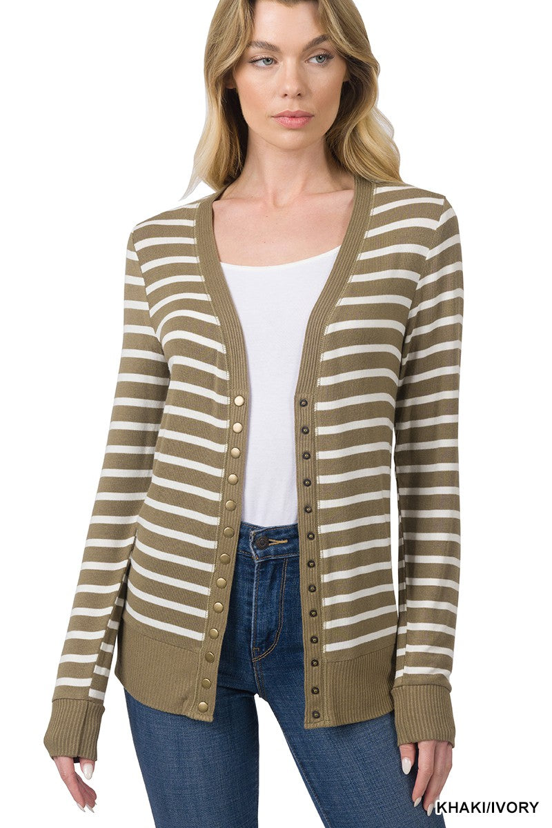 Striped Snap Cardi