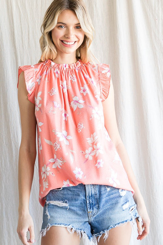 Floral Mock Neck Top