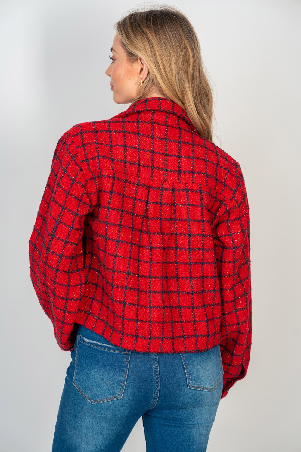 Red Tweed Crop Jacket