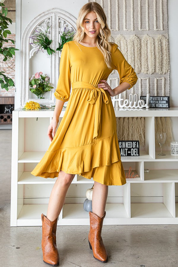 3/4 Sleeve Swing Dress