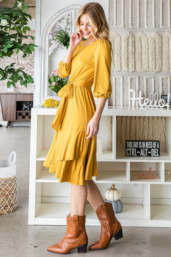 3/4 Sleeve Swing Dress