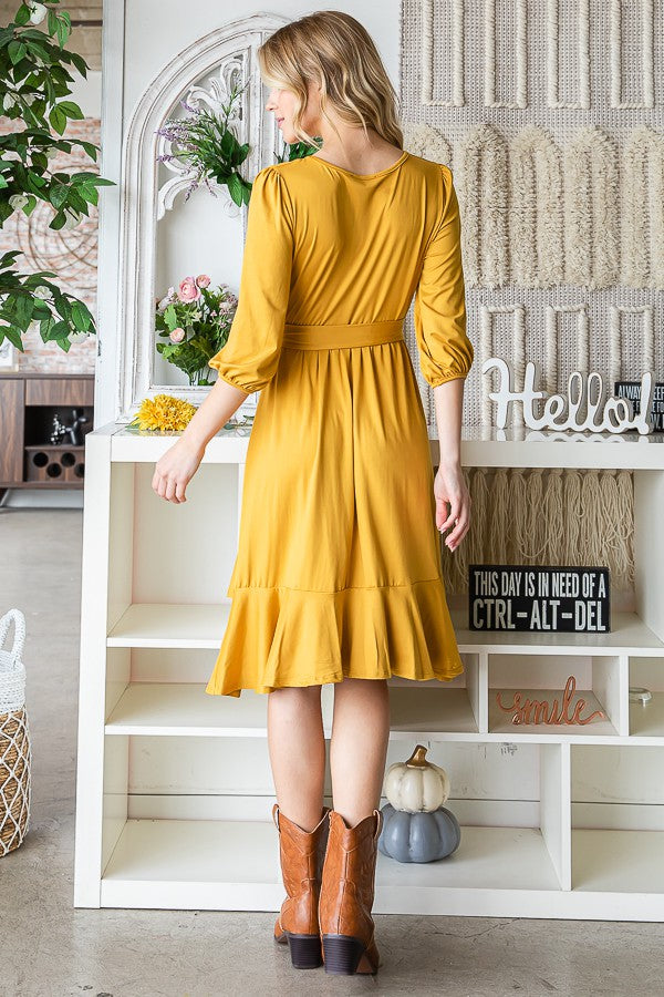 3/4 Sleeve Swing Dress