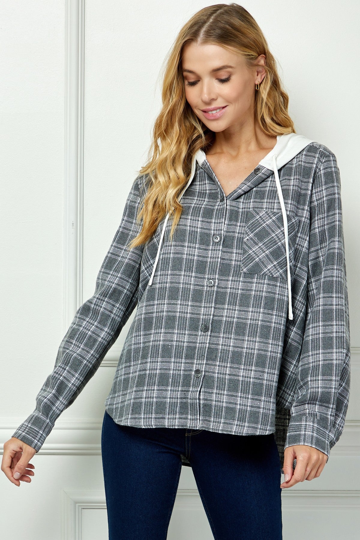 Plaid Hoodie Shacket