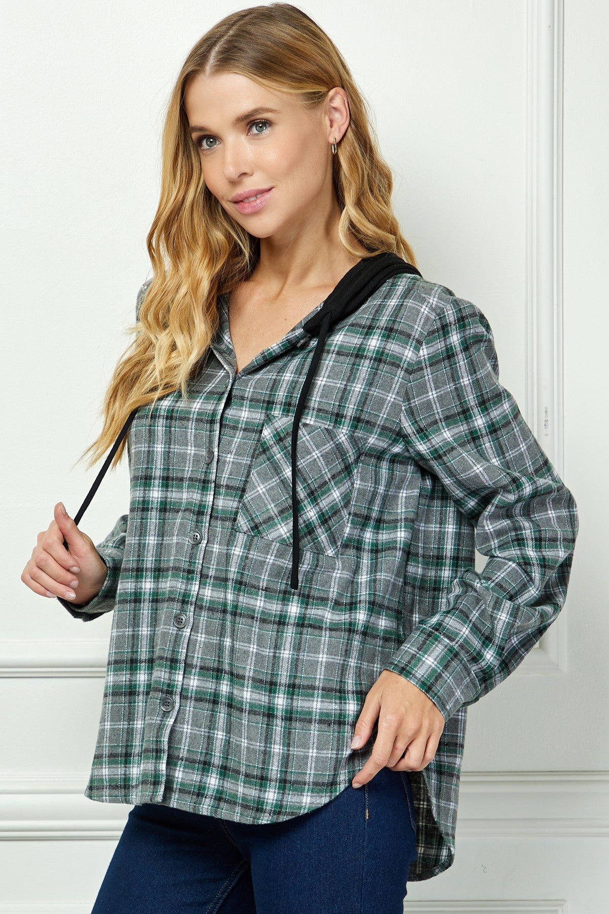 Plaid Hoodie Shacket