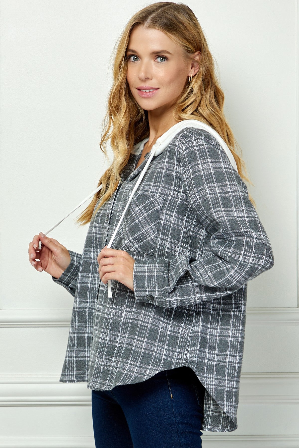 Plaid Hoodie Shacket