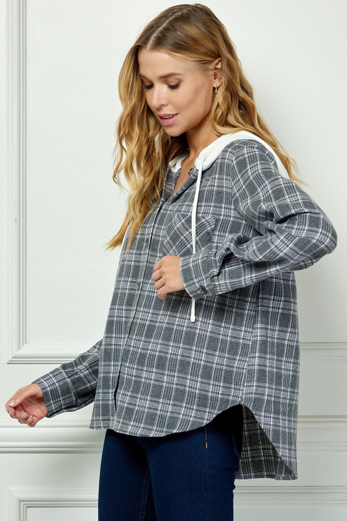 Plaid Hoodie Shacket