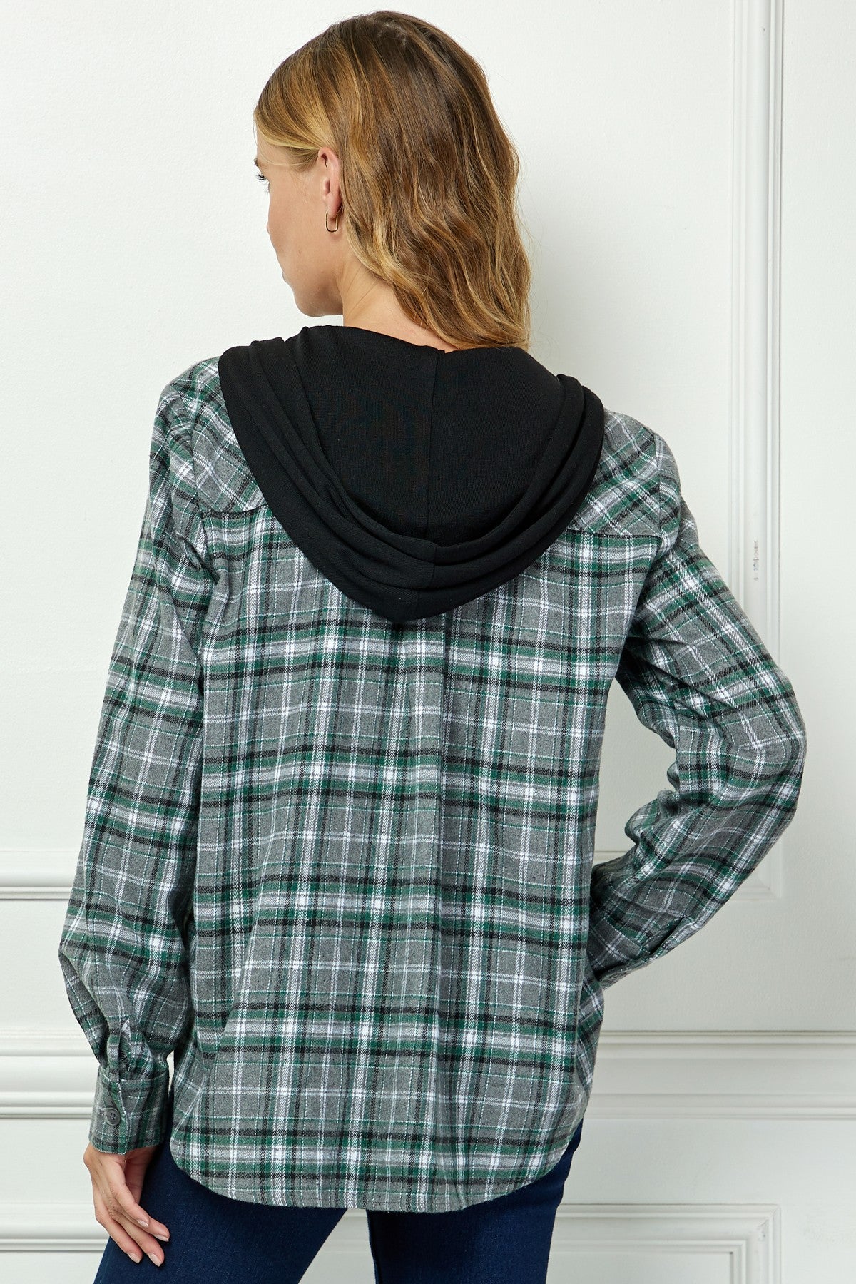 Plaid Hoodie Shacket