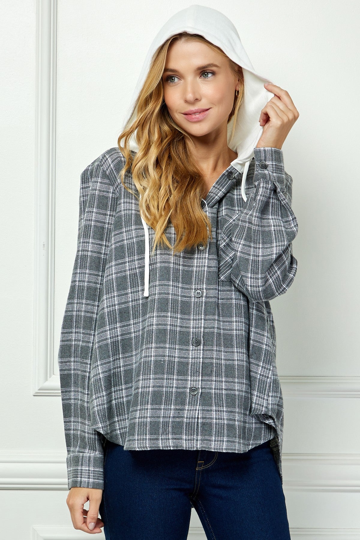 Plaid Hoodie Shacket