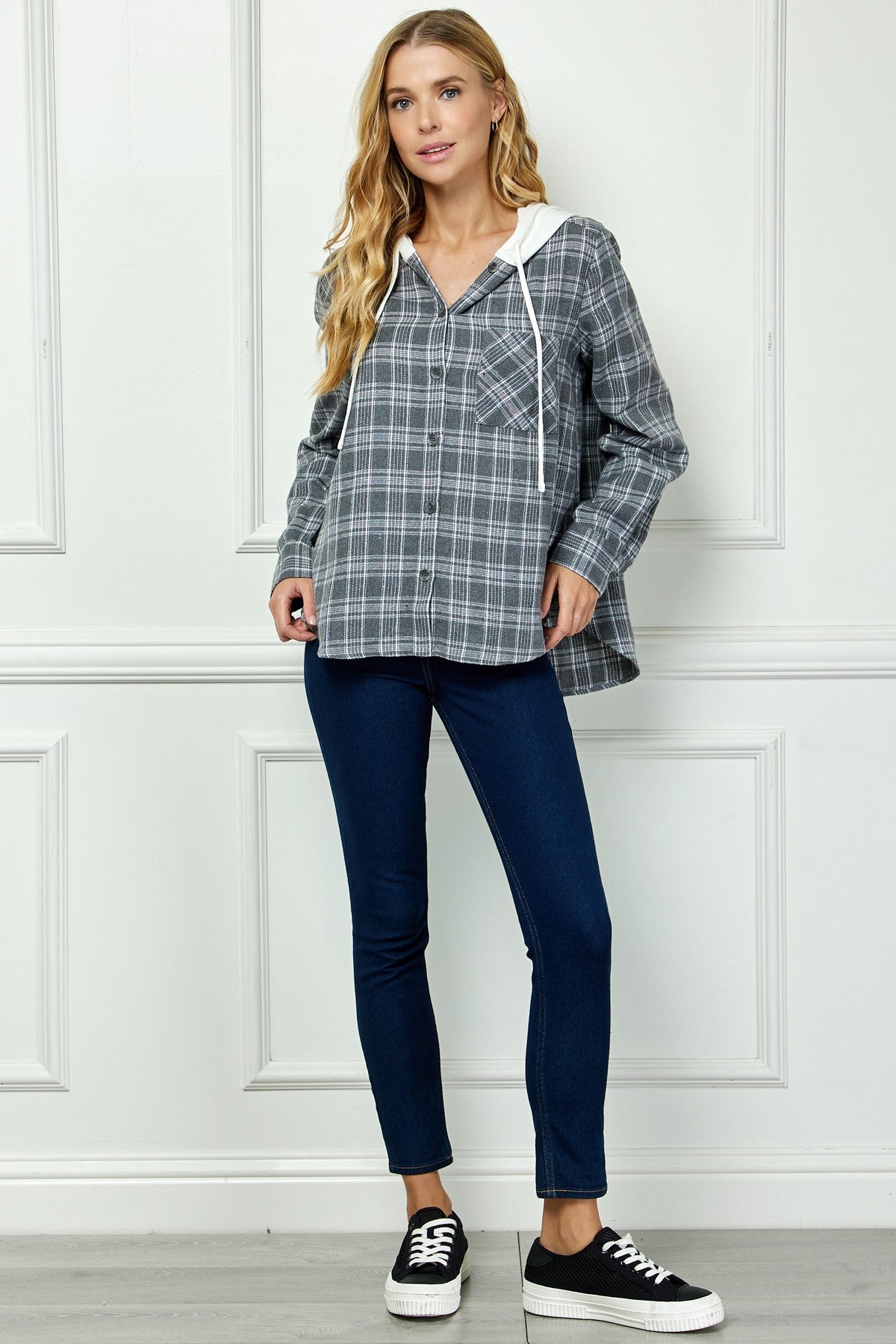 Plaid Hoodie Shacket