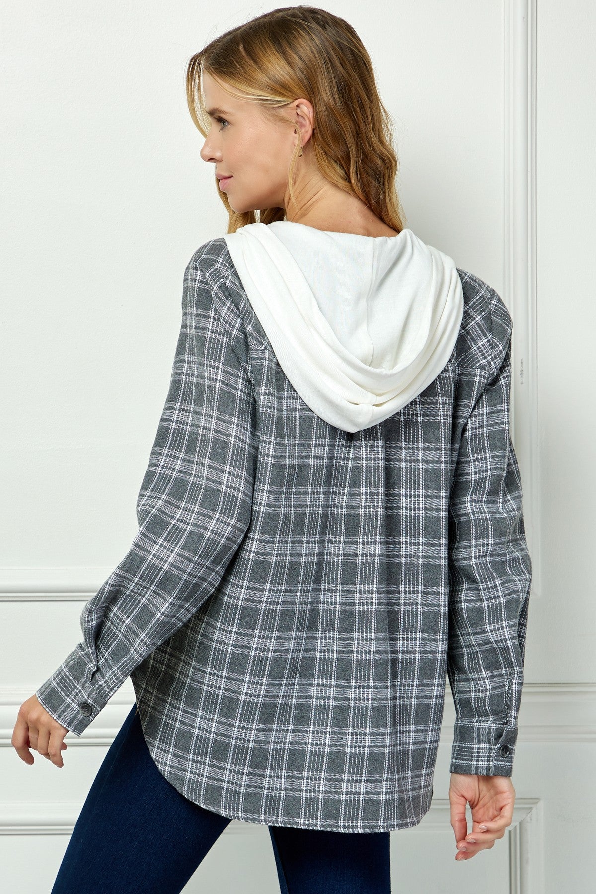 Plaid Hoodie Shacket