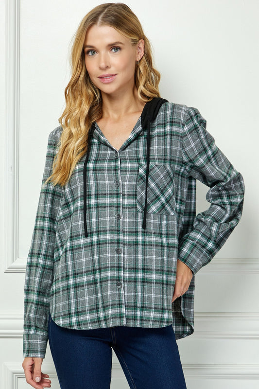 Plaid Hoodie Shacket