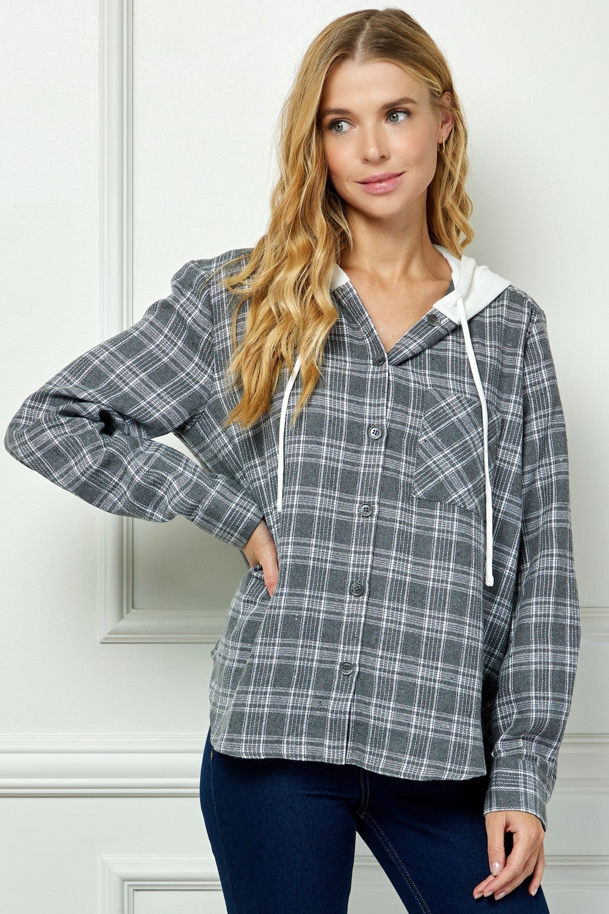 Plaid Hoodie Shacket