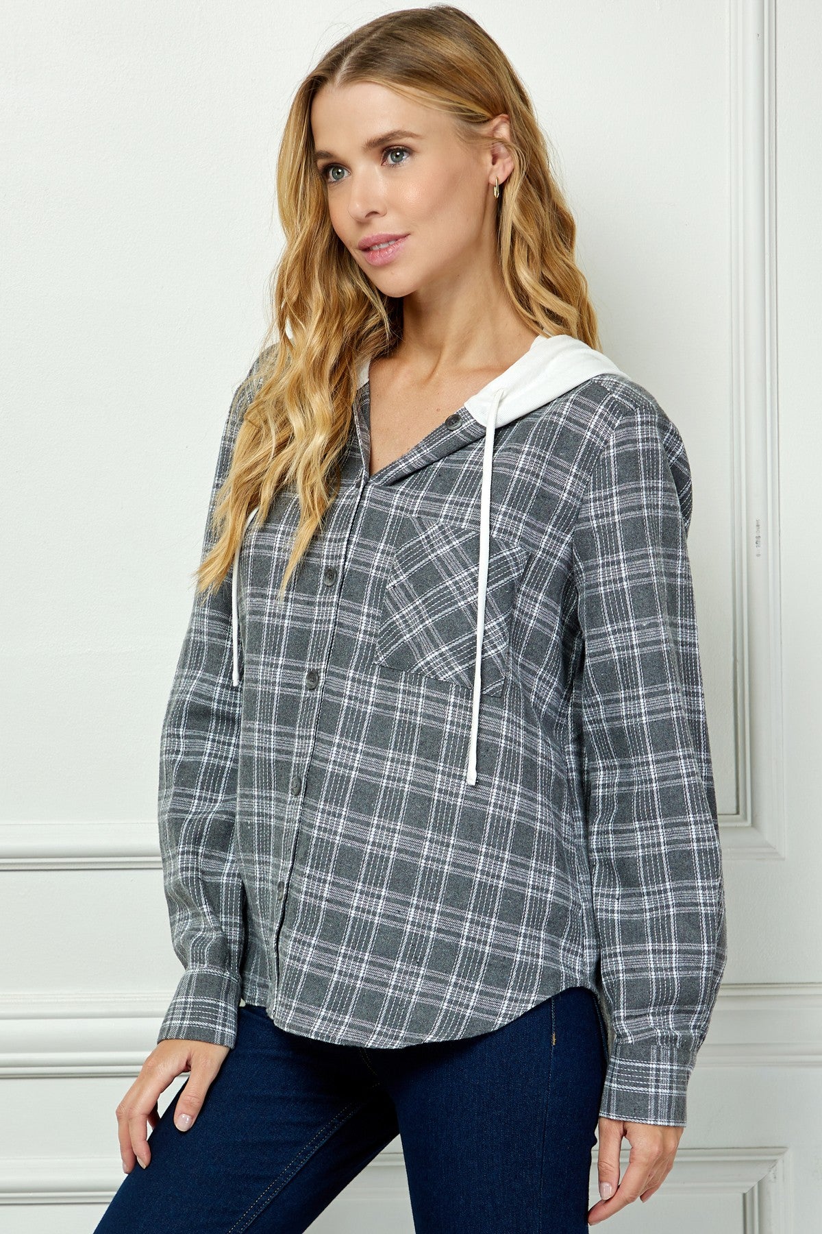 Plaid Hoodie Shacket