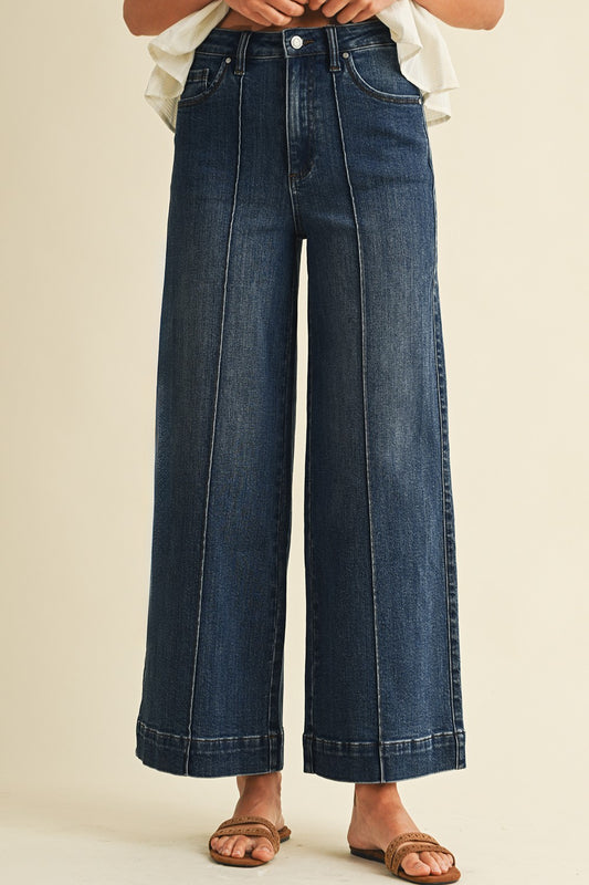 Front Seam Wide Leg Dark Jean