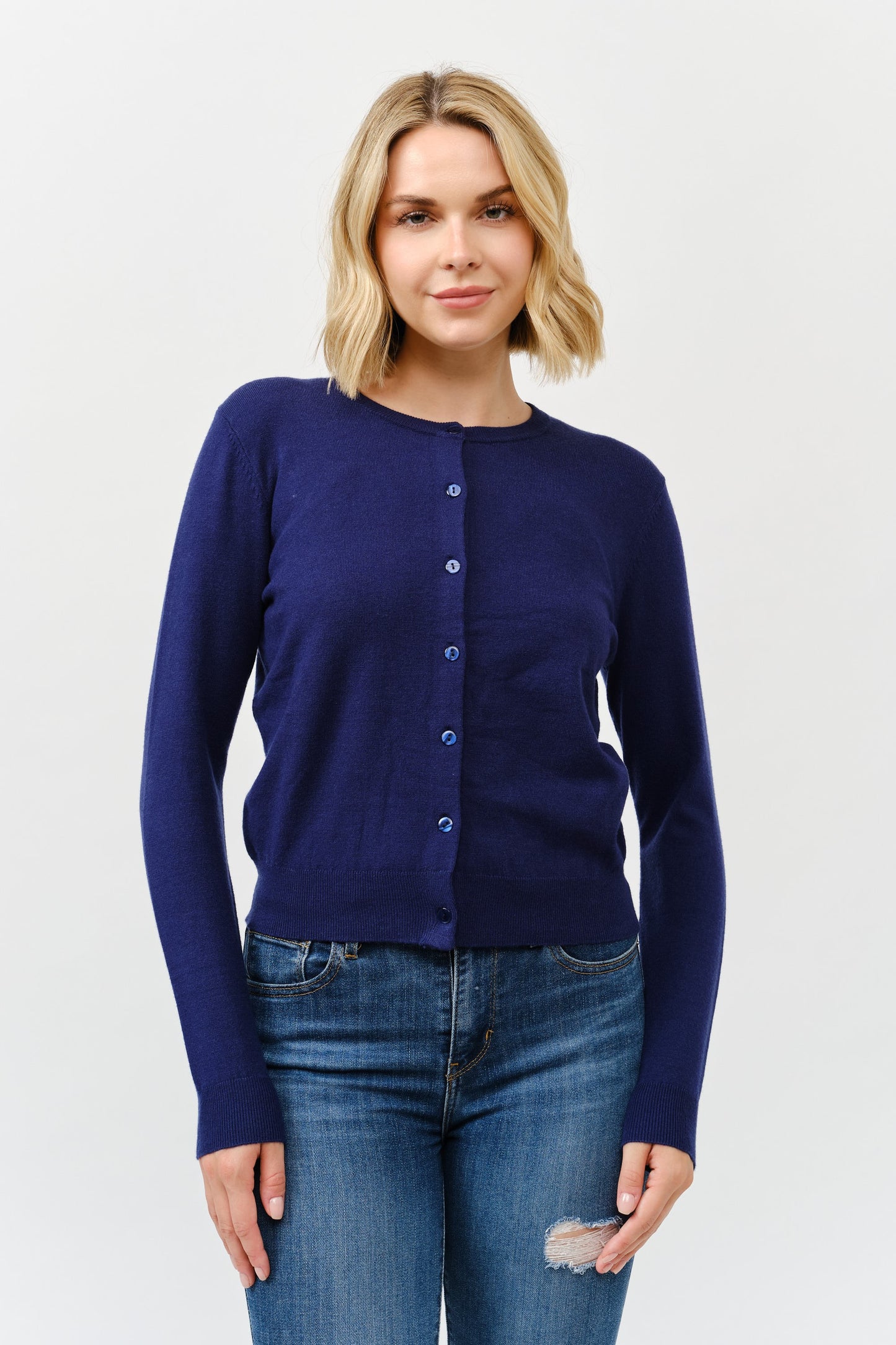 Round Neck Button Cardigan