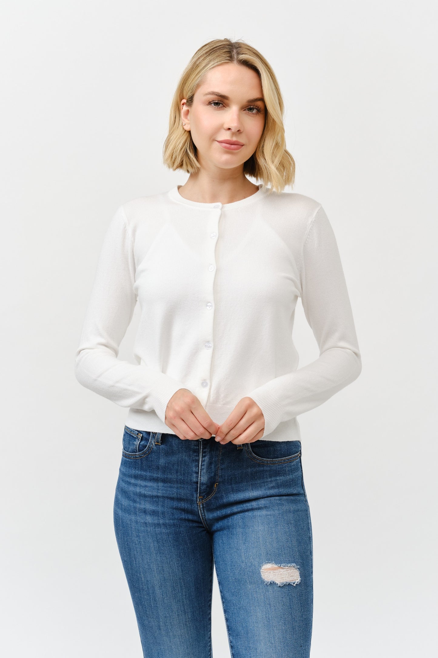 Round Neck Button Cardigan