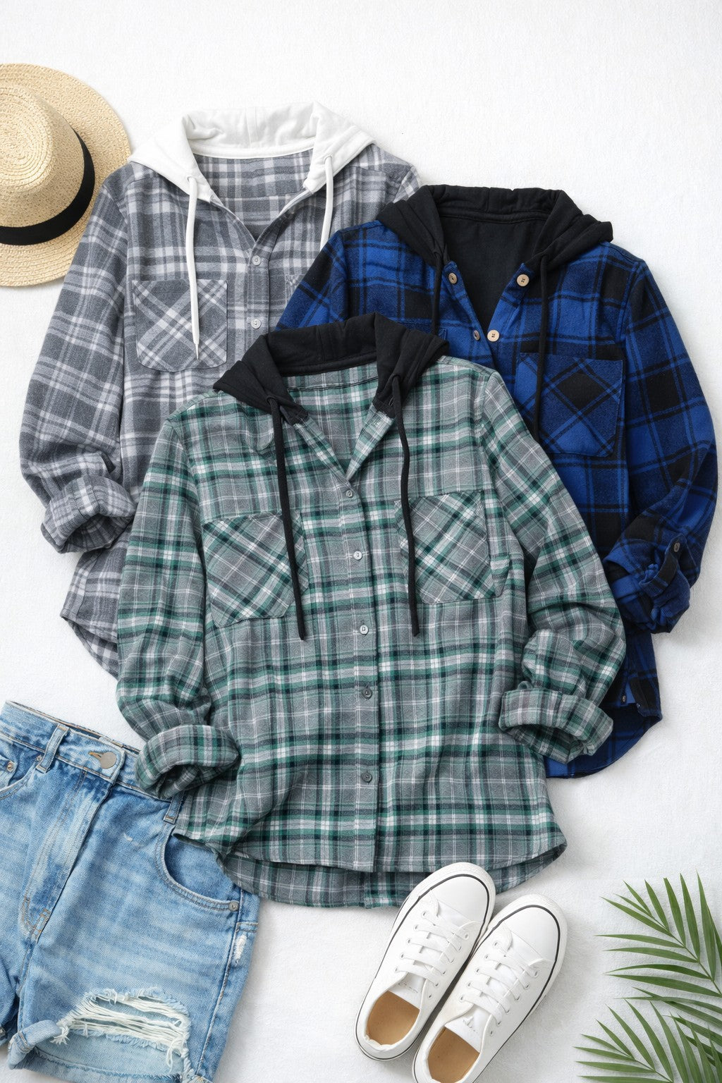 Plaid Hoodie Shacket