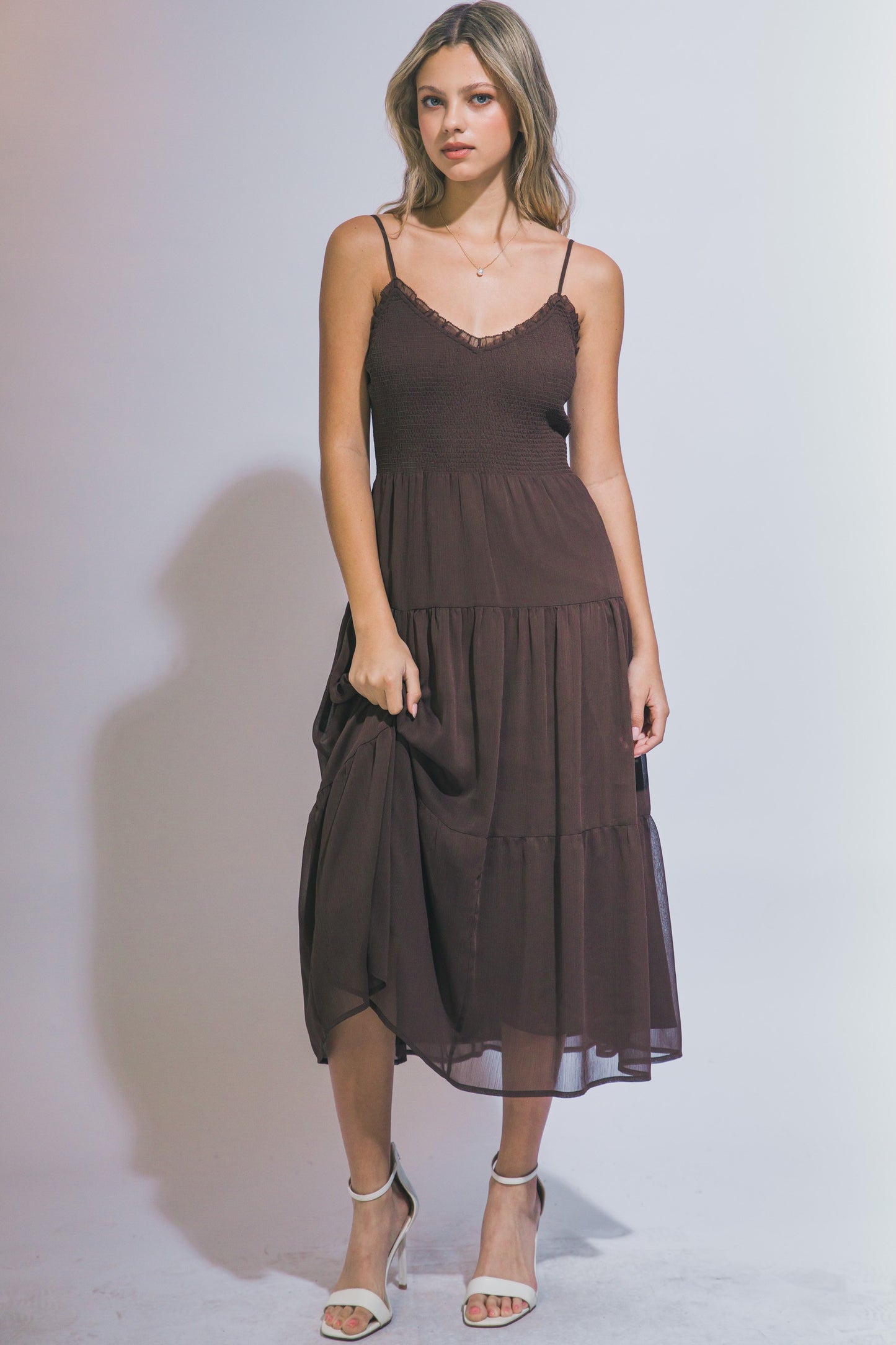 Tiered Chocolate Midi Dress