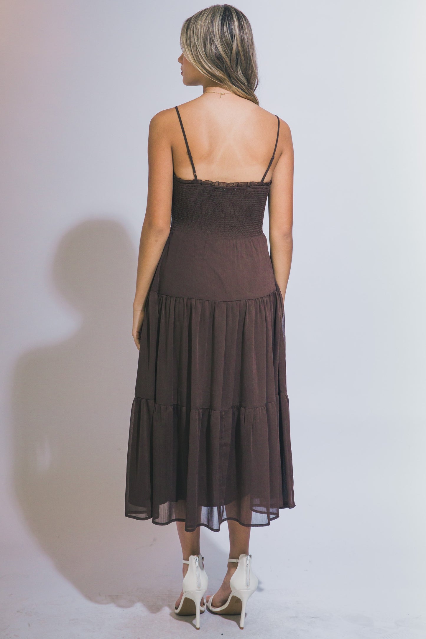 Tiered Chocolate Midi Dress