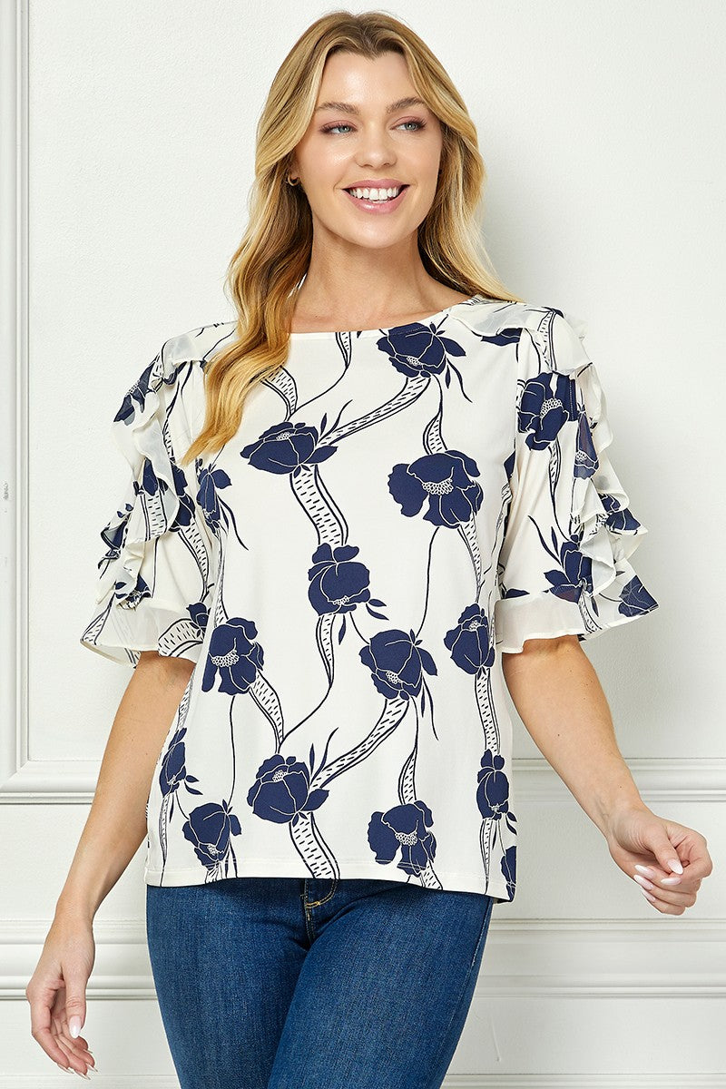 Cold Shoulder Ruffle Sleeve