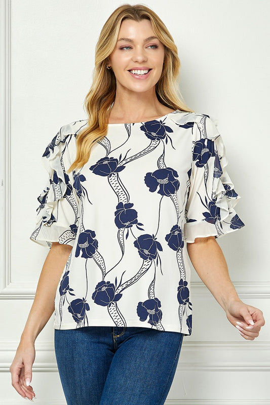 Cold Shoulder Ruffle Sleeve