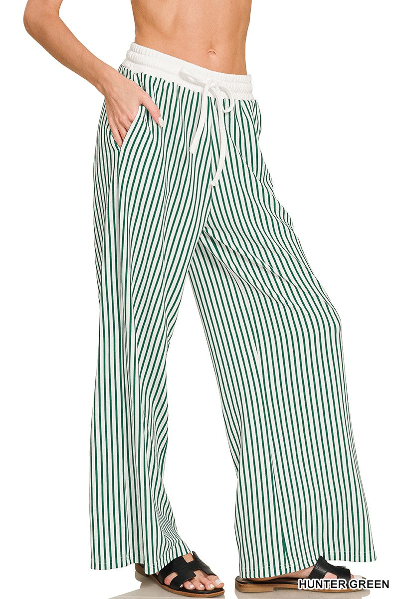 Skinny Striped Wide Leg Pants
