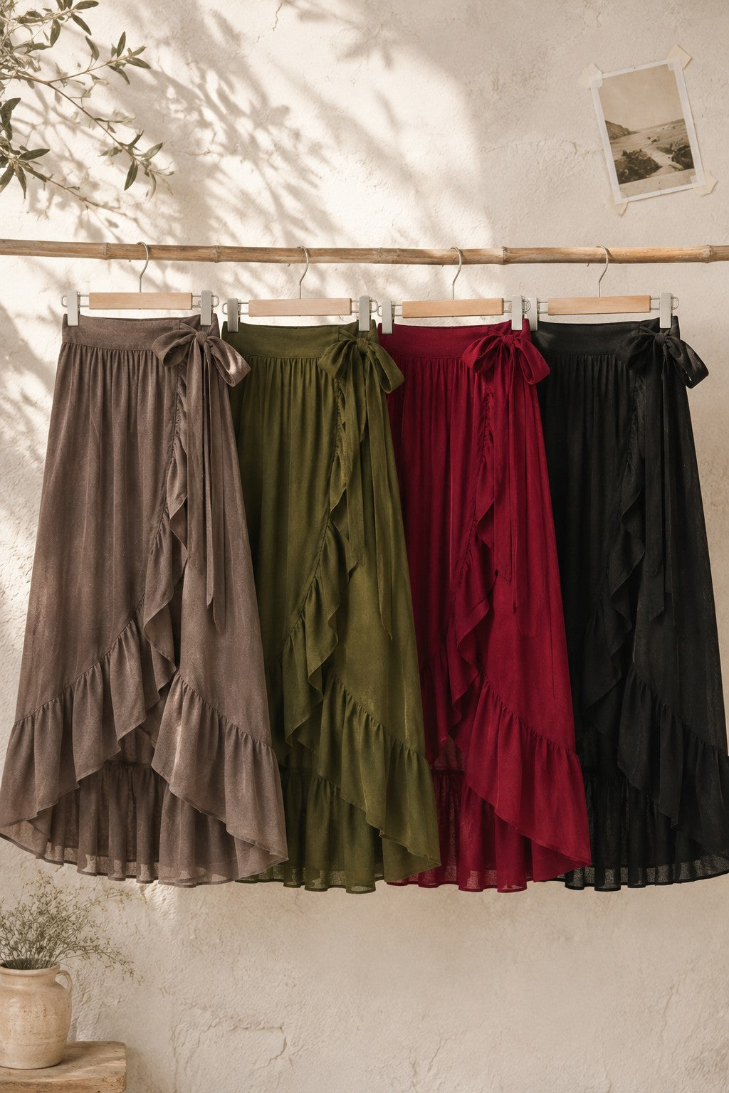 Ruffle Wrap Maxi Skirt