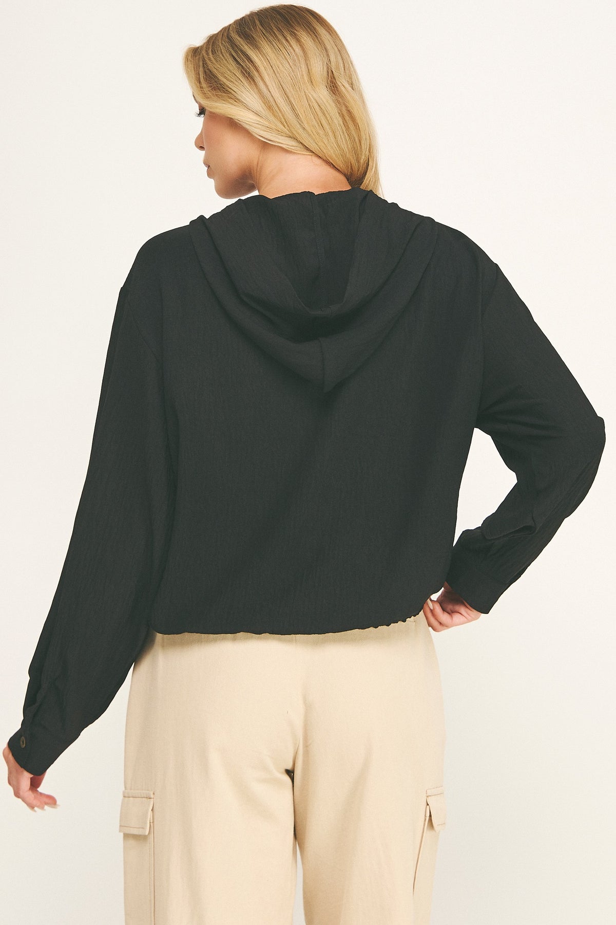 Drawstring Hoodie Blouse