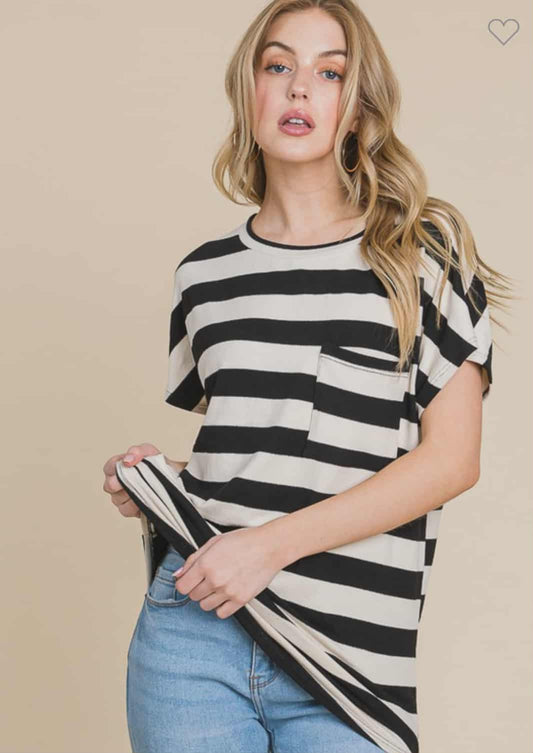 Striped Tee w/ Pocket