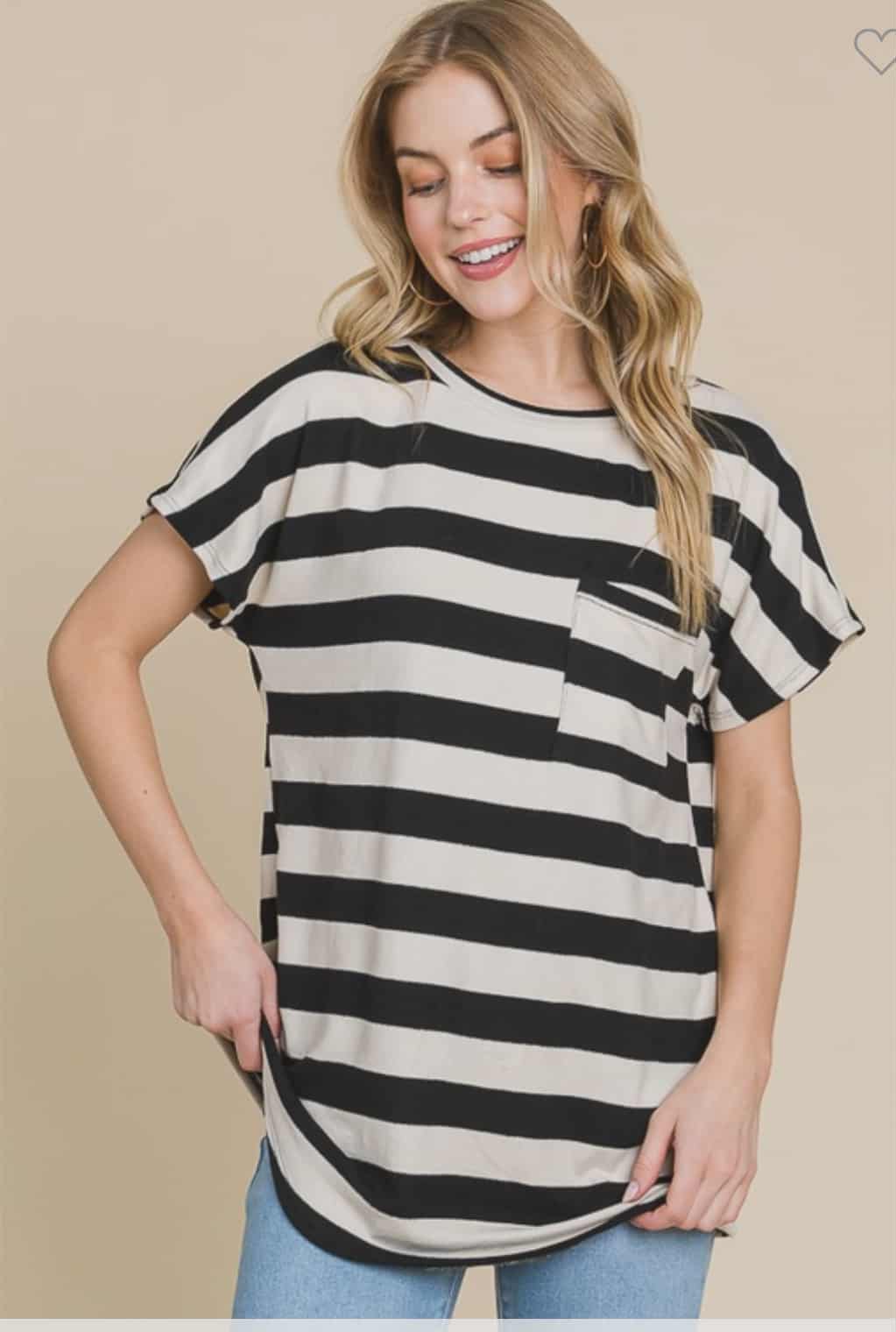 Striped Tee w/ Pocket