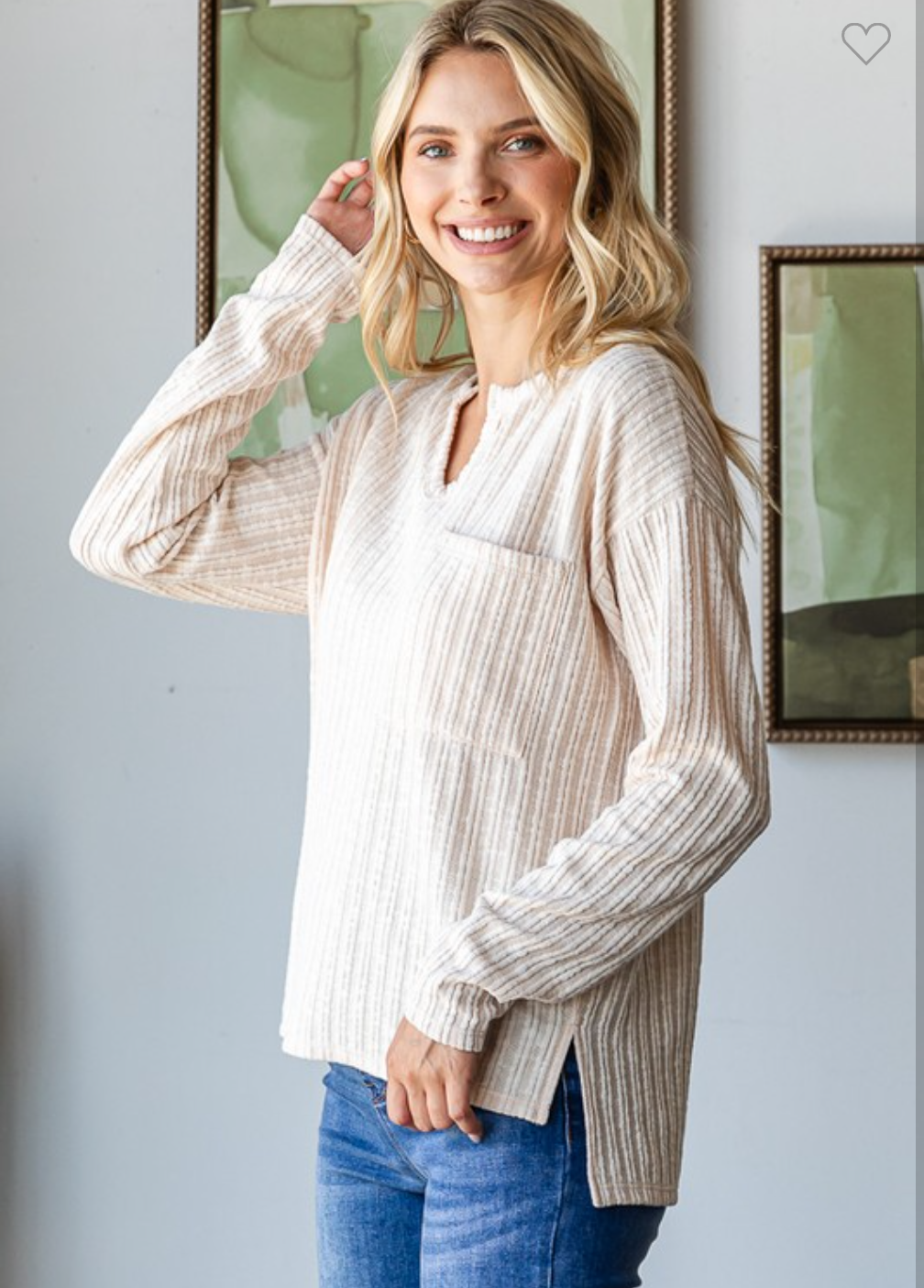 Textured Hi Low LS Top