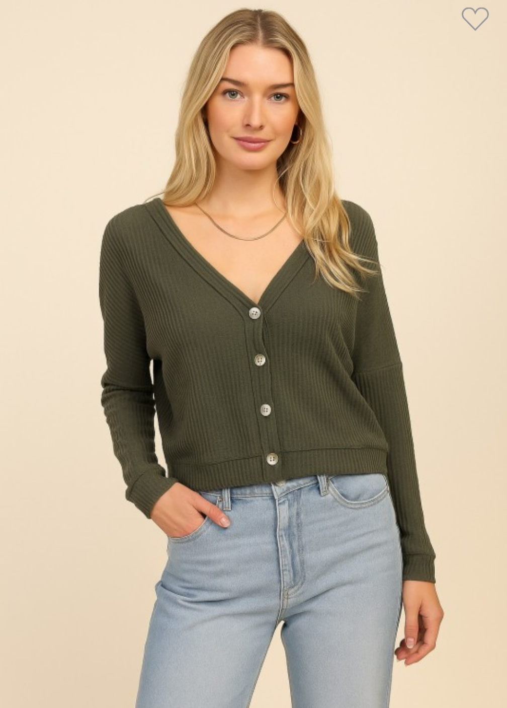 Waffle Knit Button Cardi